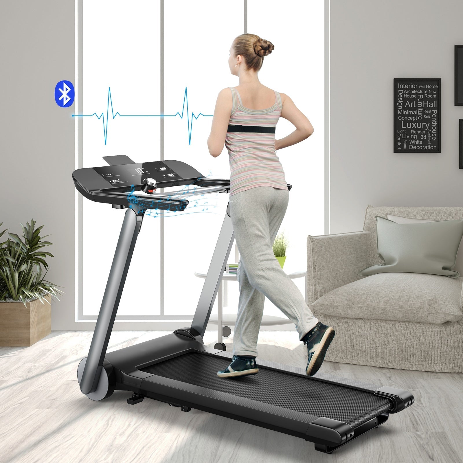 Italian Folding Treadmill With Heart Rate Belt Included
