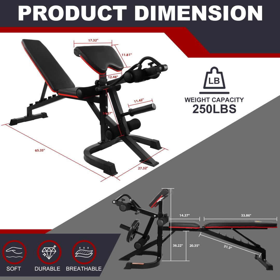 Adjustable Weight Bench Combo With Squat Rack System