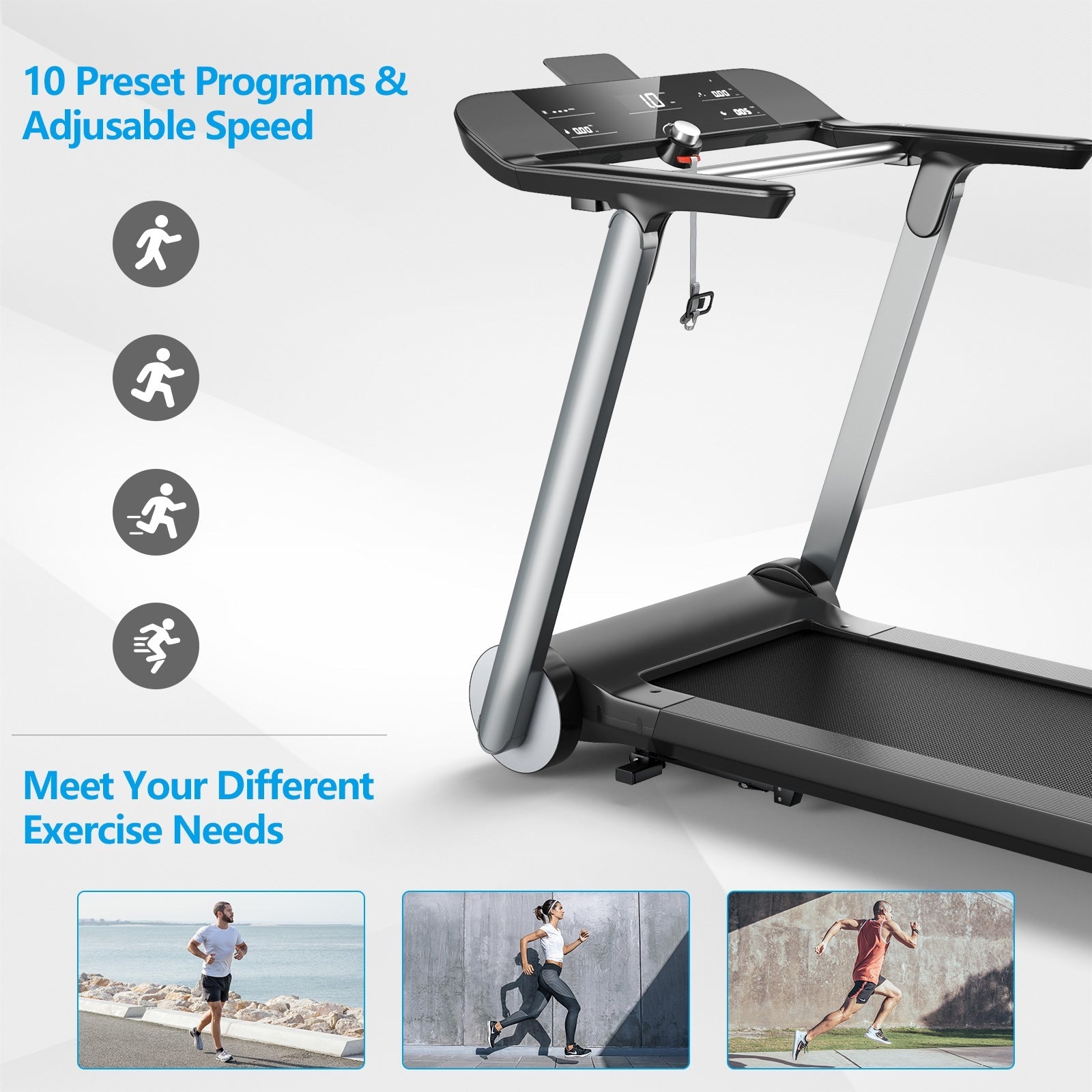 Italian Folding Treadmill With Heart Rate Belt Included