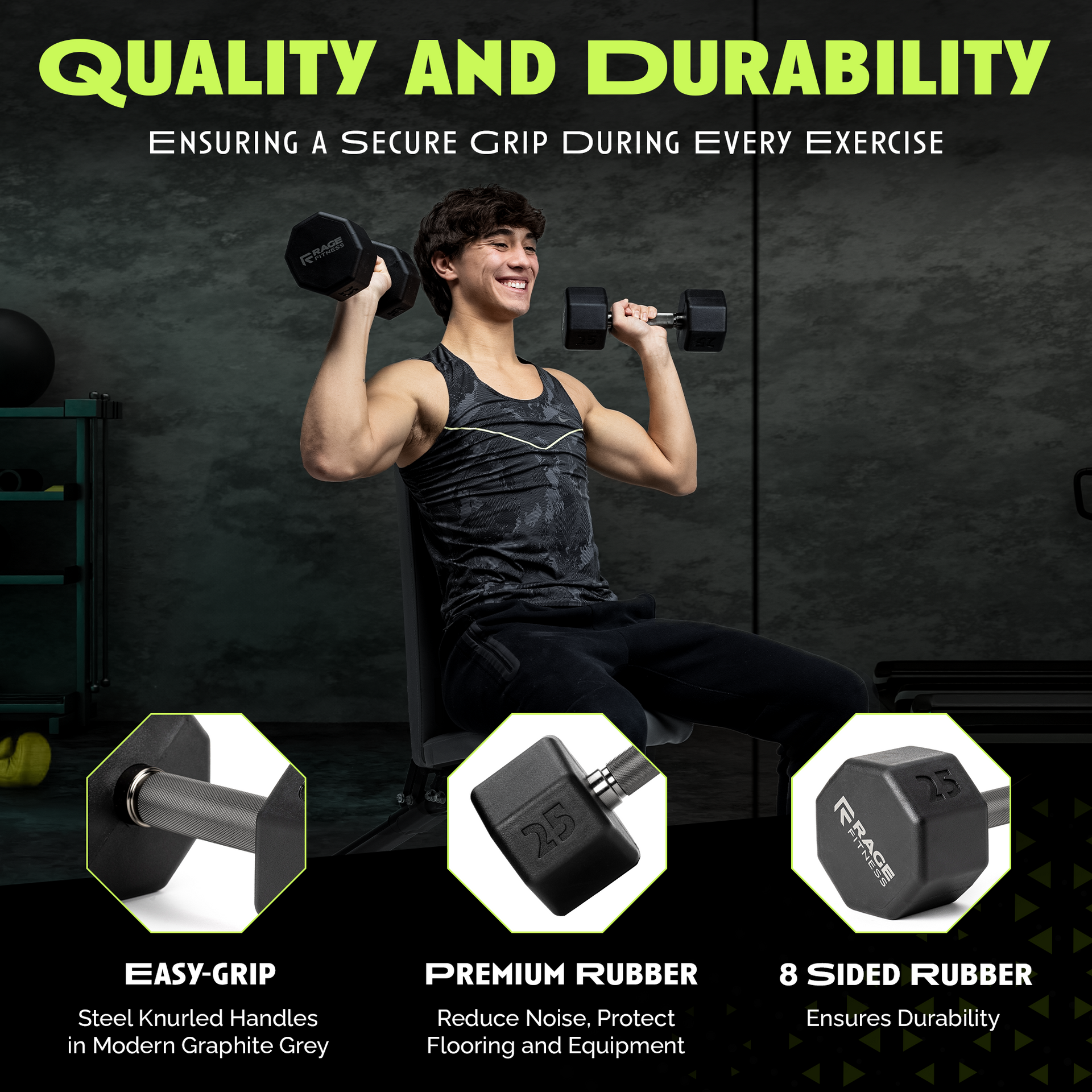 Octo Rubber Dumbbell Individual Strength Training Weight