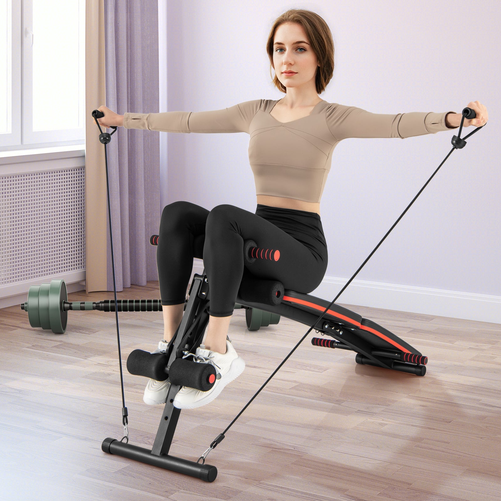 Multifunctional Adjustable Sit-Up Workout Bench Metal Frame