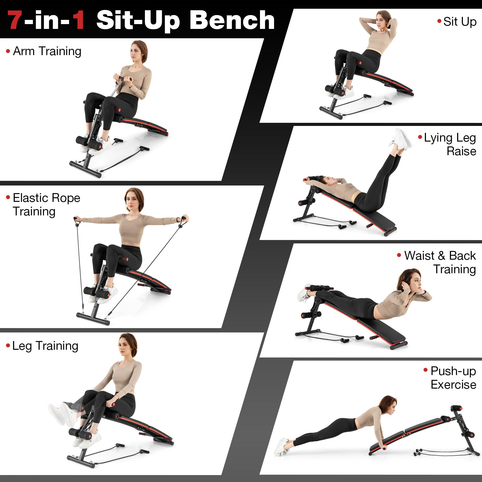 Multifunctional Adjustable Sit-Up Workout Bench Metal Frame