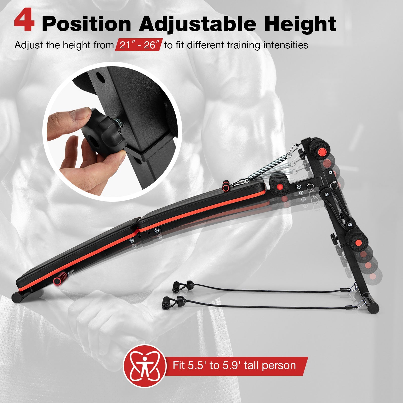 Multifunctional Adjustable Sit-Up Workout Bench Metal Frame