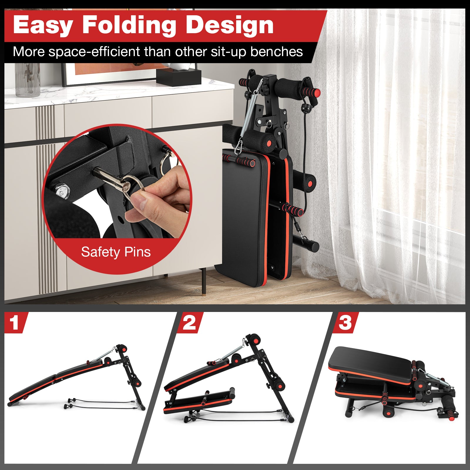 Multifunctional Adjustable Sit-Up Workout Bench Metal Frame