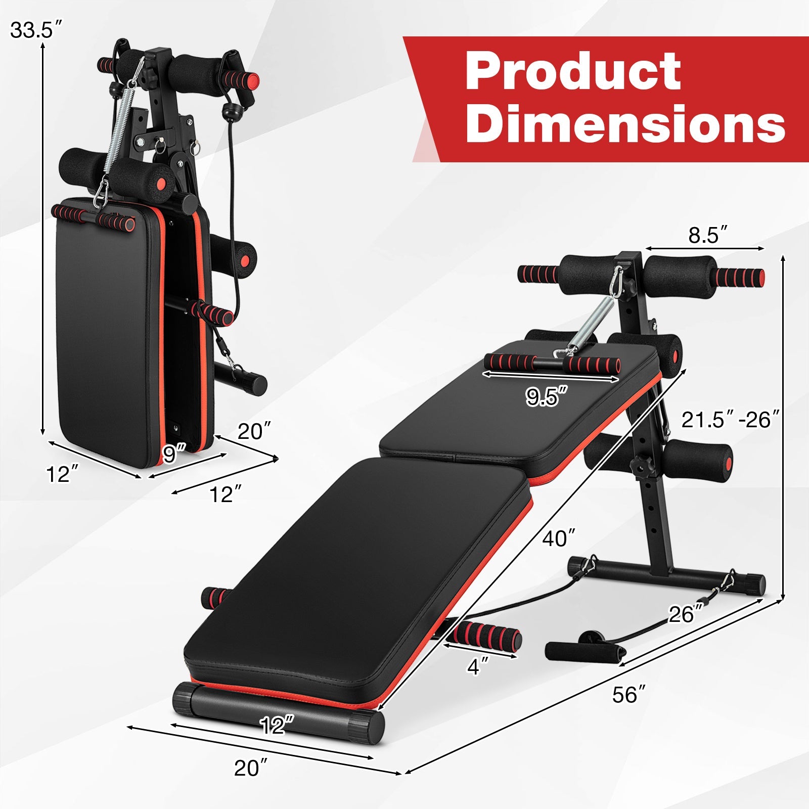 Multifunctional Adjustable Sit-Up Workout Bench Metal Frame