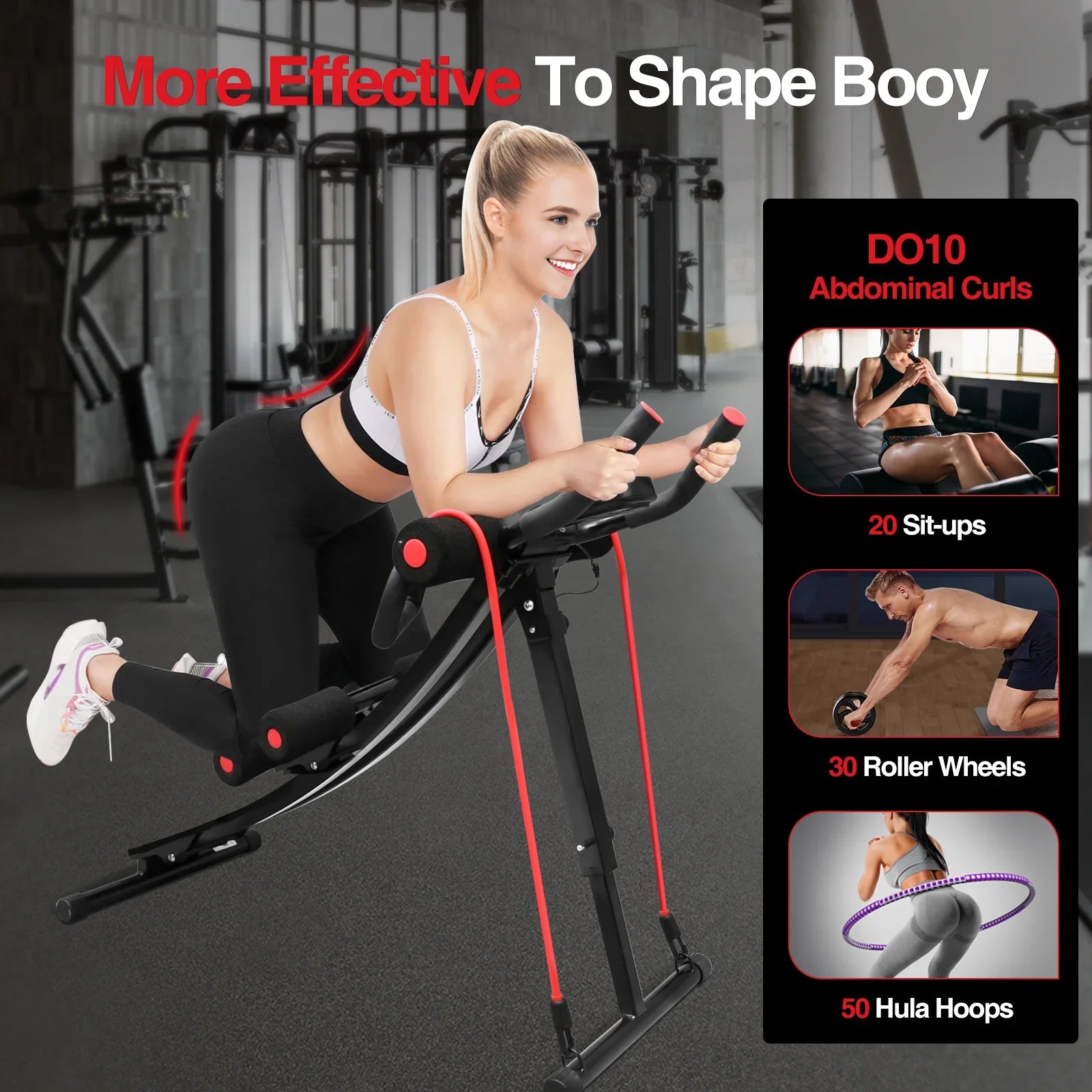 Foldable Ab Machine Home Gym Trainer LCD