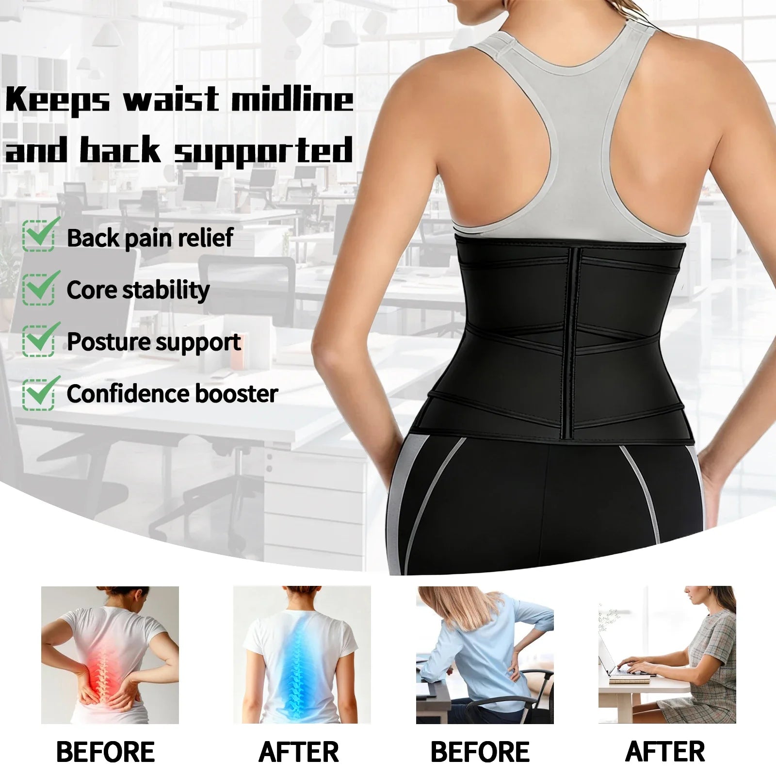Women's Adjustable Neoprene Waist Trainer Double Belt Corset