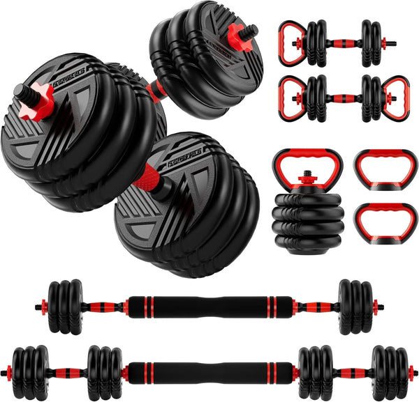 5-in-1 Adjustable Dumbbell Barbell Kettlebell Home Gym Set