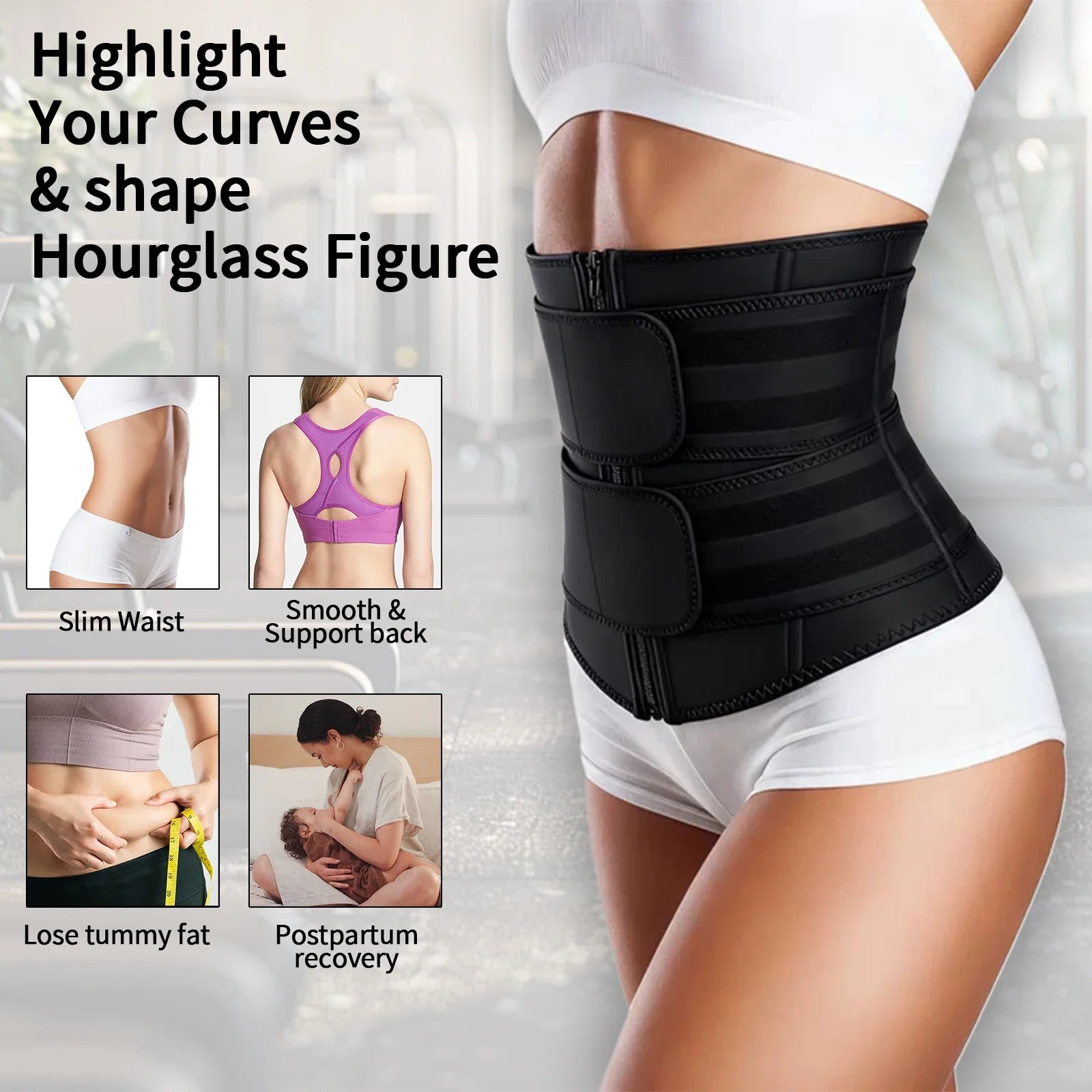 Women's Adjustable Neoprene Waist Trainer Double Belt Corset