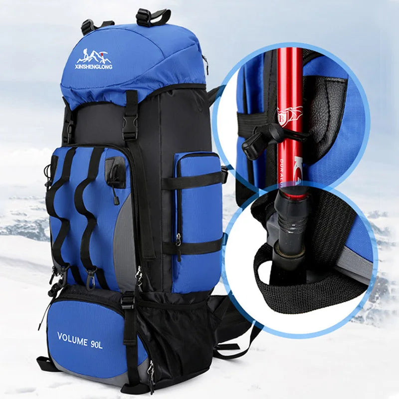90L Waterproof Hiking Camping Trekking Backpack Large Capacity