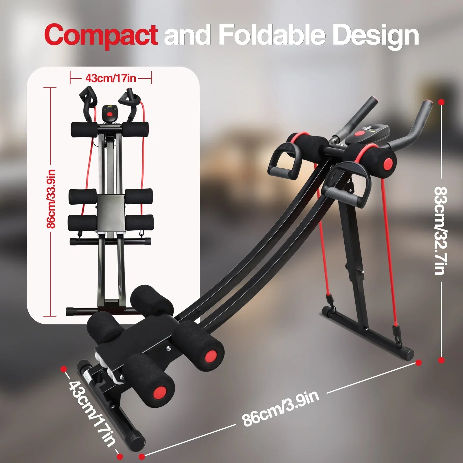 Foldable Ab Machine Home Gym Trainer LCD