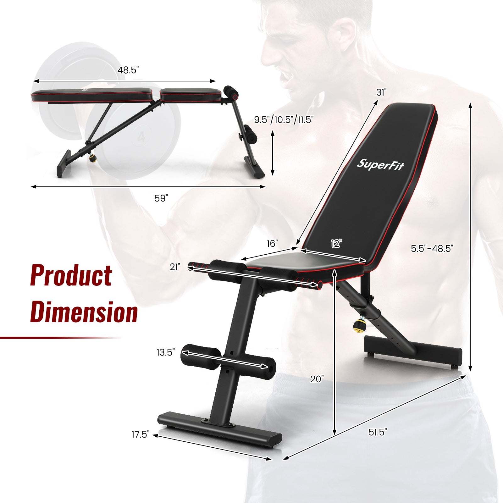 Adjustable Weight Bench Full Body Strength Training