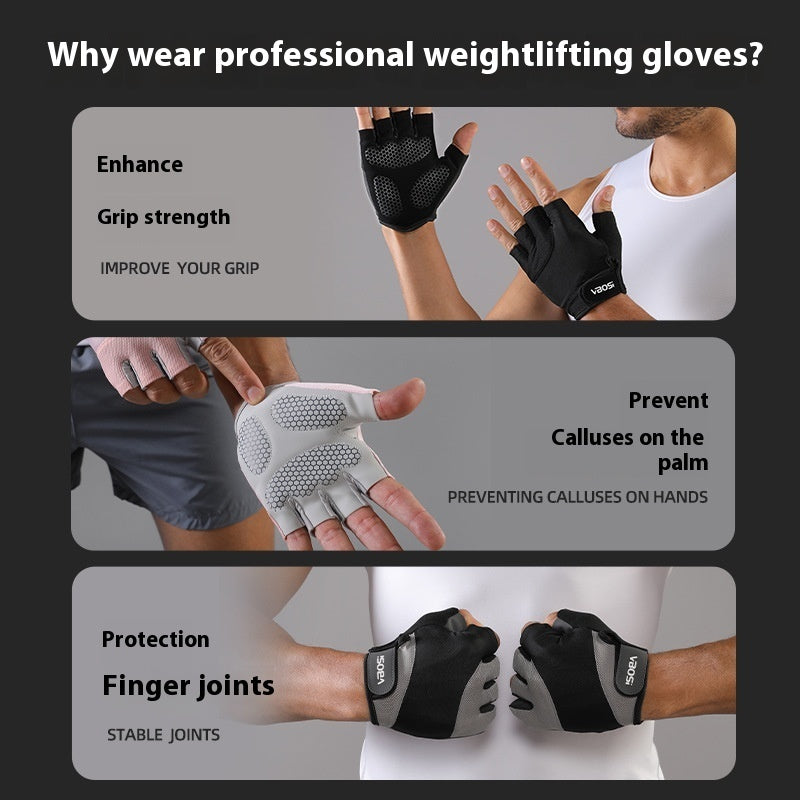 Half-Finger Fitness Gloves Anti-Slip Weightlifting Training