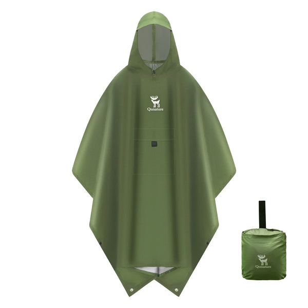 Unisex Waterproof Rain Poncho With Hiking Pocket