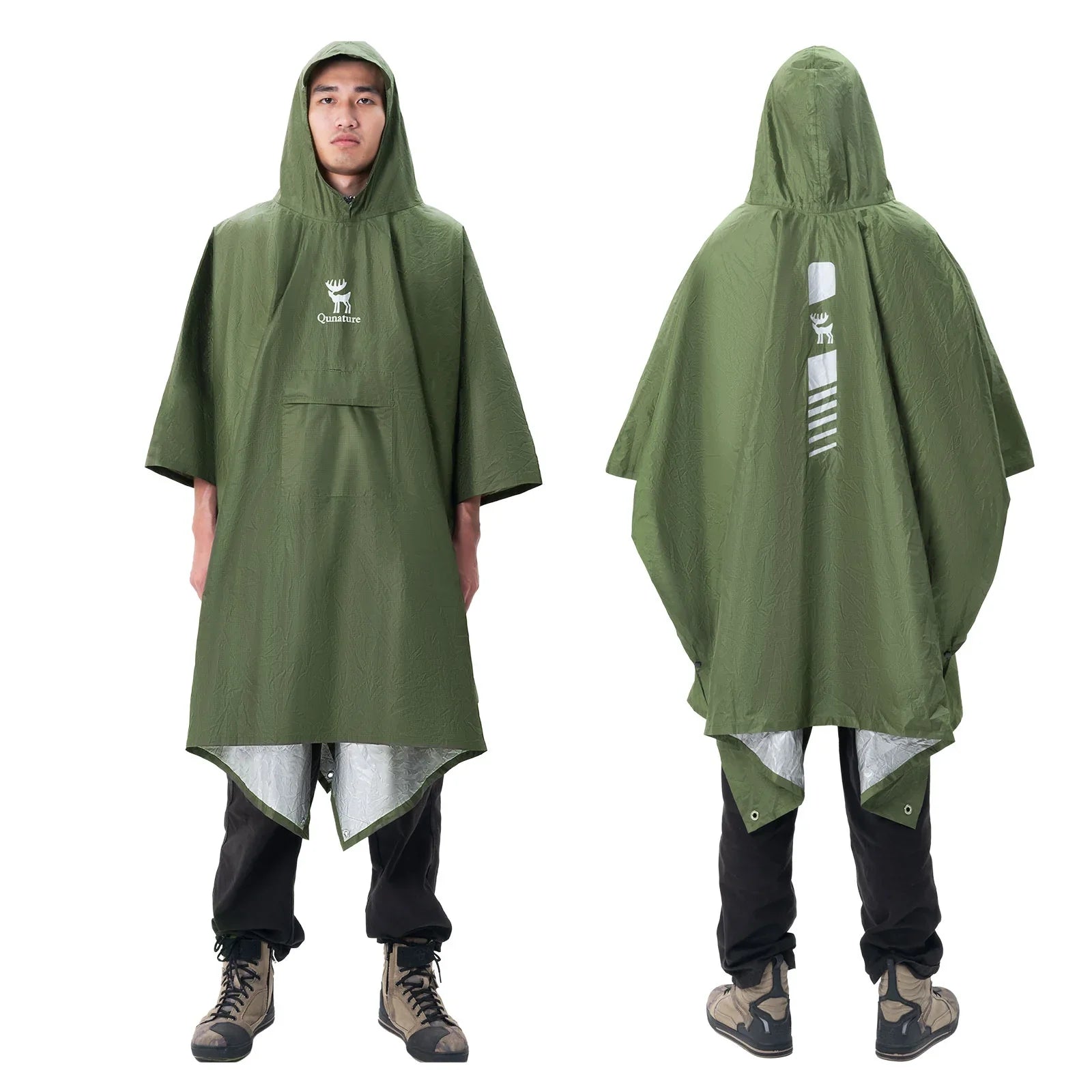 Unisex Waterproof Rain Poncho With Hiking Pocket