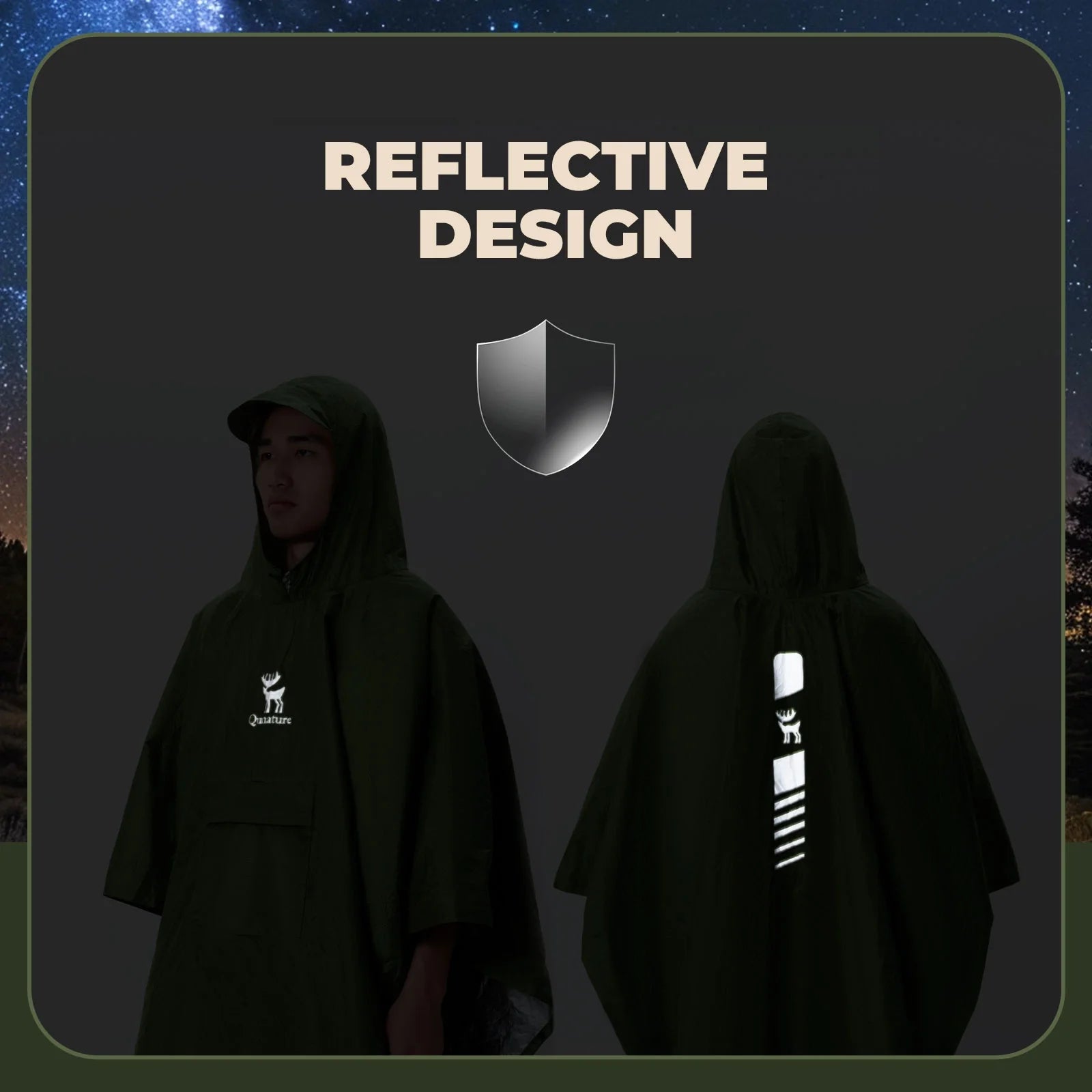 Unisex Waterproof Rain Poncho With Hiking Pocket