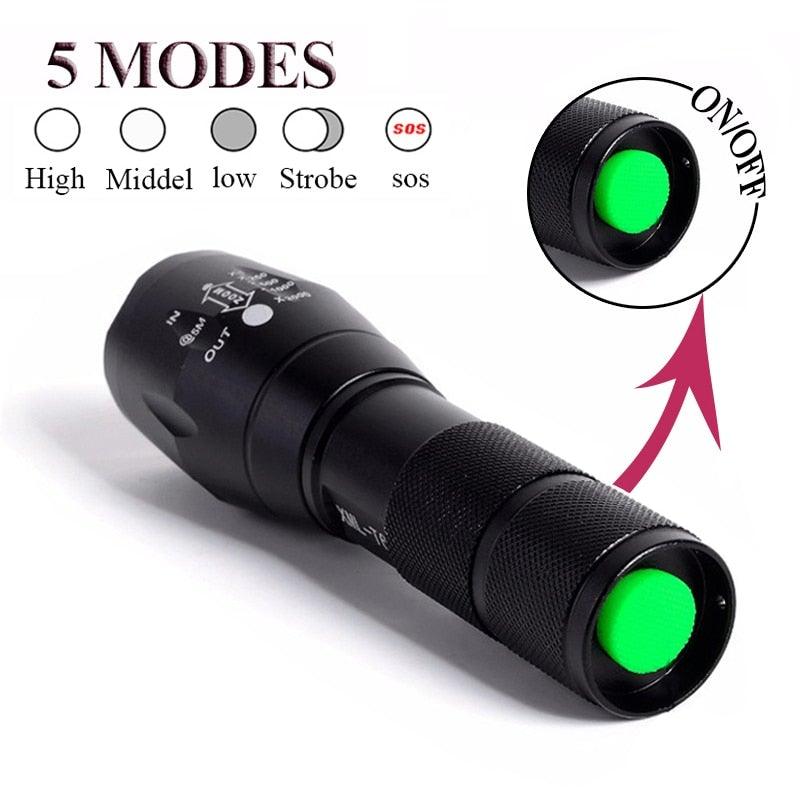 Waterproof Z45 LED Zoomable Rechargeable Camping Flashlight
