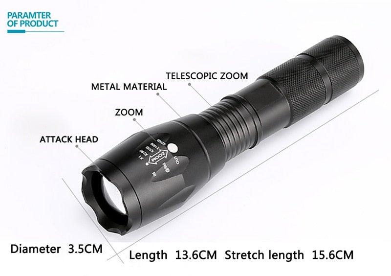 Waterproof Z45 LED Zoomable Rechargeable Camping Flashlight