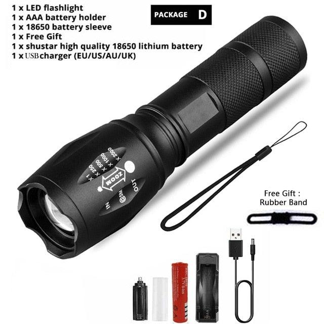 Waterproof Z45 LED Zoomable Rechargeable Camping Flashlight
