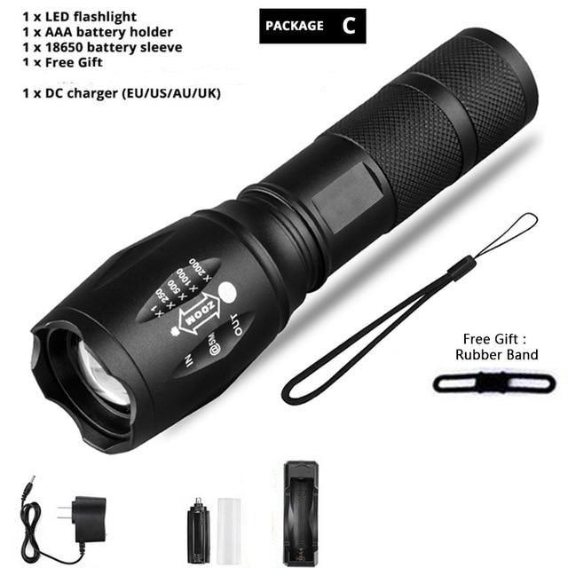 Waterproof Z45 LED Zoomable Rechargeable Camping Flashlight